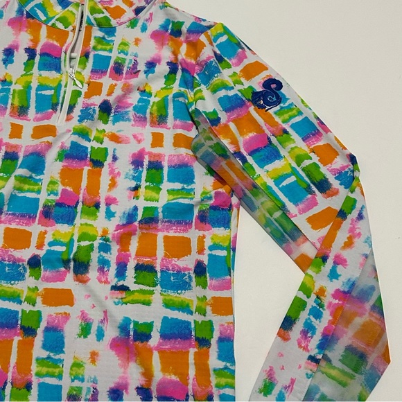 IBKÜL Women Long Sleeve Quarter Zip Top Abstract Outdoor Golf Pickleball Size M - Picture 4 of 8